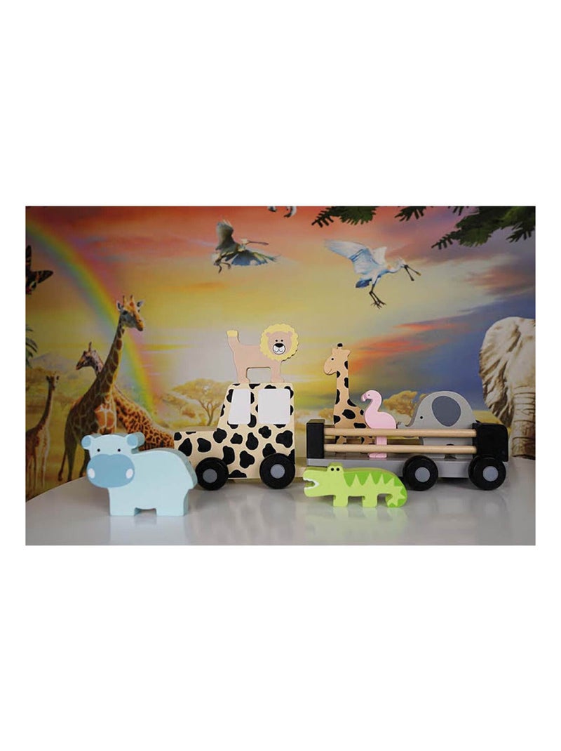 Houten speelgoed - grote safari jeep Multicolor - Kiabi