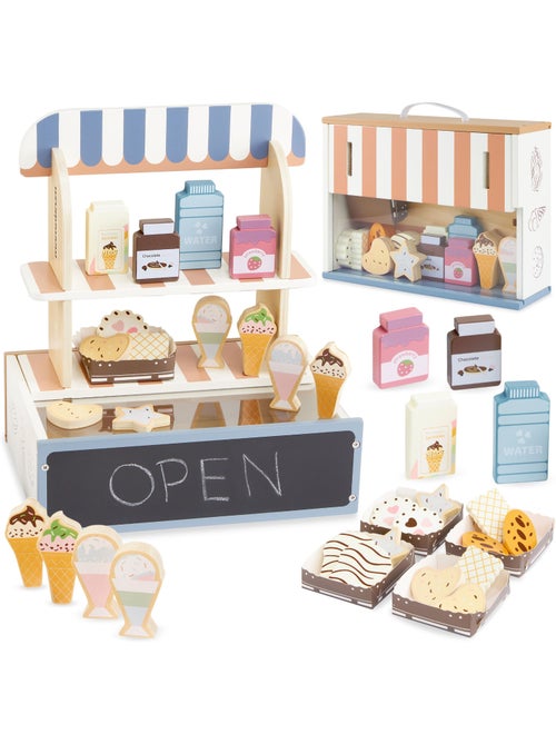 Houten speelgoed gebakswinkel opvouwbaar 30x22cm 24-delig ijsjes taart mamabrum - Kiabi Houten speelgoed gebakswinkel opvouwbaar 30x22cm 24-delig ijsjes taart mamabrum - Kiabi