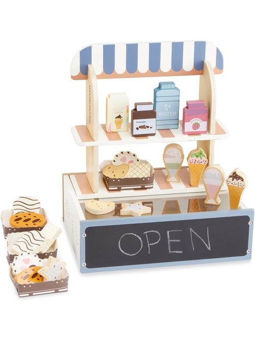 Houten speelgoed gebakswinkel opvouwbaar 30x22cm 24-delig ijsjes taart mamabrum - Kiabi Houten speelgoed gebakswinkel opvouwbaar 30x22cm 24-delig ijsjes taart mamabrum - Kiabi