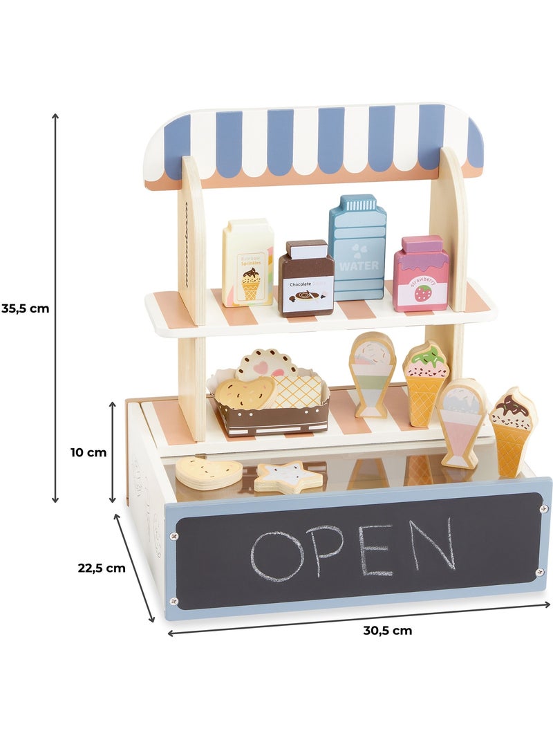Houten speelgoed gebakswinkel opvouwbaar 30x22cm 24-delig ijsjes taart mamabrum N.v.t. - Kiabi