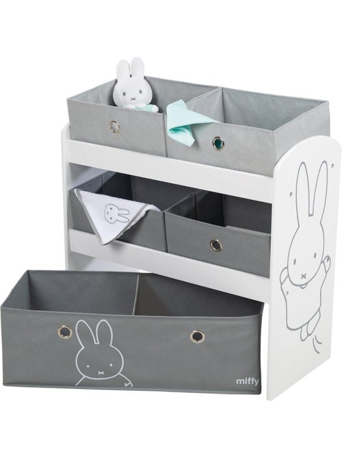 Houten speelgoedkast + 5 opbergbakken van stof 'Miffy' ROBA - Kiabi Houten speelgoedkast + 5 opbergbakken van stof 'Miffy' ROBA - Kiabi