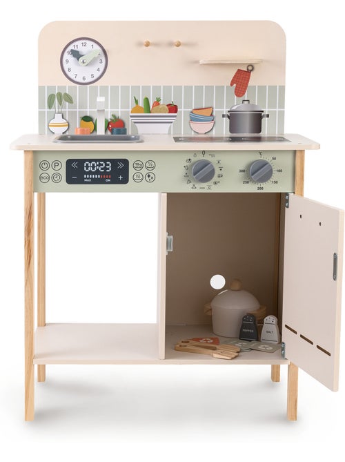 Houten speelgoedkeuken afval scheiden 54x30x72cm oven klok beige saliegroen mamabrum - Kiabi Houten speelgoedkeuken afval scheiden 54x30x72cm oven klok beige saliegroen mamabrum - Kiabi