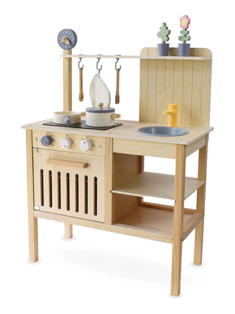Houten speelgoedkeuken met accessoires 3 jaar mamabrum N.v.t. - Kiabi