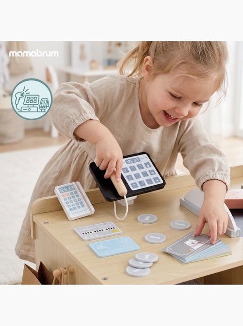 Houten speelgoedwinkel kind kassa scanner 60 accessoires mamabrum - Kiabi Houten speelgoedwinkel kind kassa scanner 60 accessoires mamabrum - Kiabi