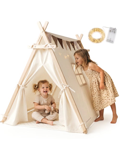 Houten speeltent tipi voor kinderen 110x90x120cm mamabrum - Kiabi