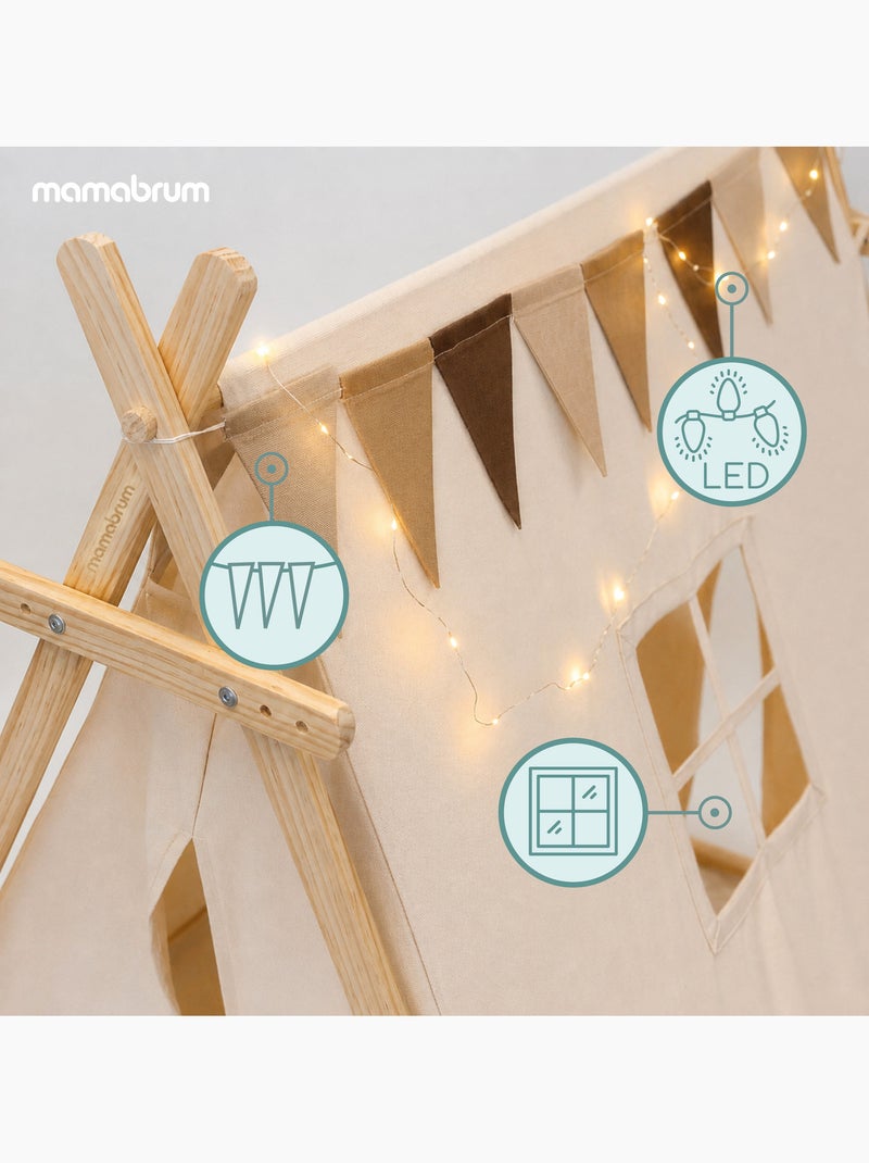 Houten speeltent tipi voor kinderen 110x90x120cm mamabrum N.v.t. - Kiabi