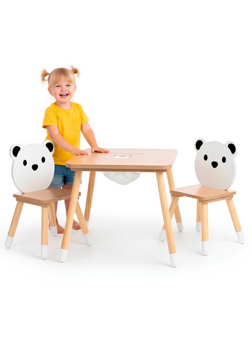 Houten tafel met 2 stoelen "beer" – creatieve speelplek met handige opbergruimte - Kiabi Houten tafel met 2 stoelen "beer" – creatieve speelplek met handige opbergruimte - Kiabi