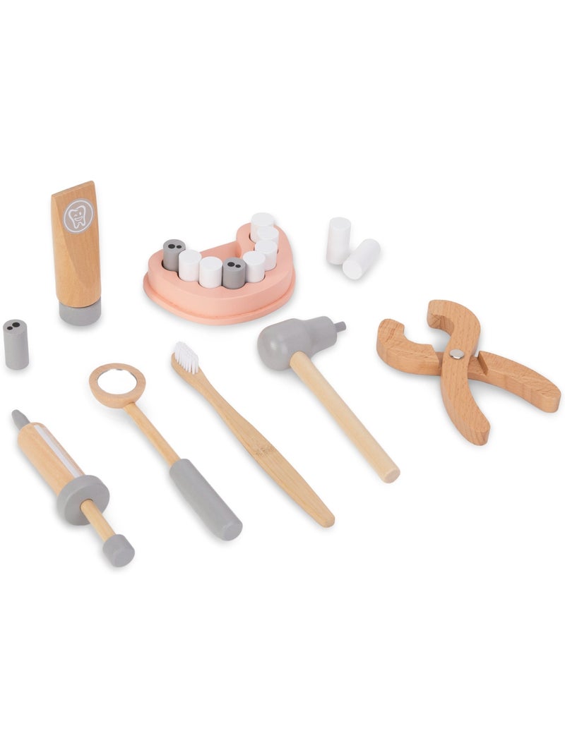Houten tandarts set kind tas gebit rollenspel speelgoed mamabrum N.v.t. - Kiabi