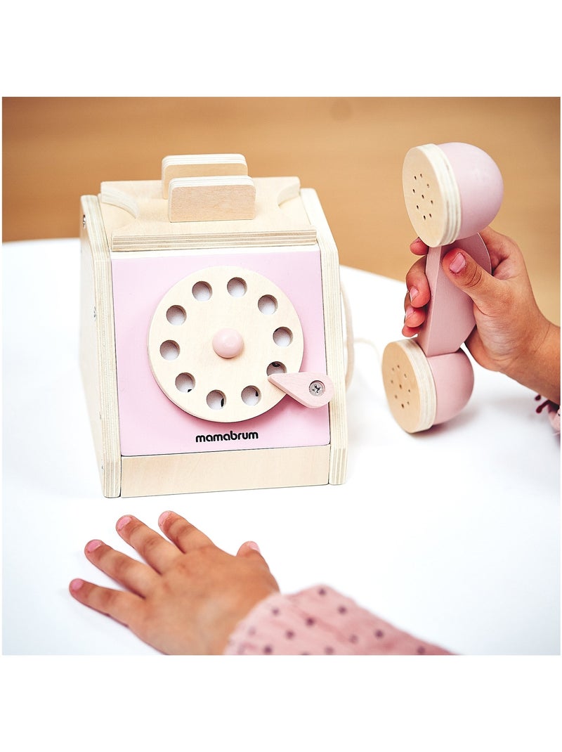 Houten telefoon vintage kind draaischijf mamabrum N.v.t. - Kiabi