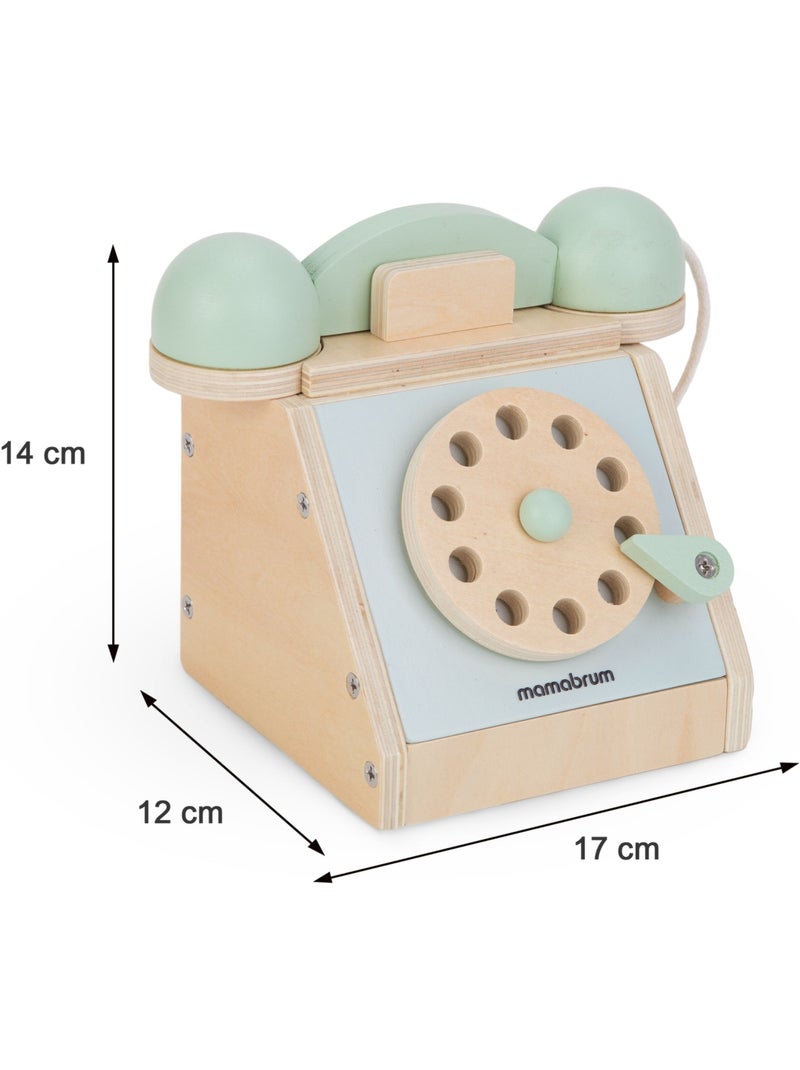 Houten telefoon vintage kind draaischijf rollenspel speelgoed mamabrum N.v.t. - Kiabi