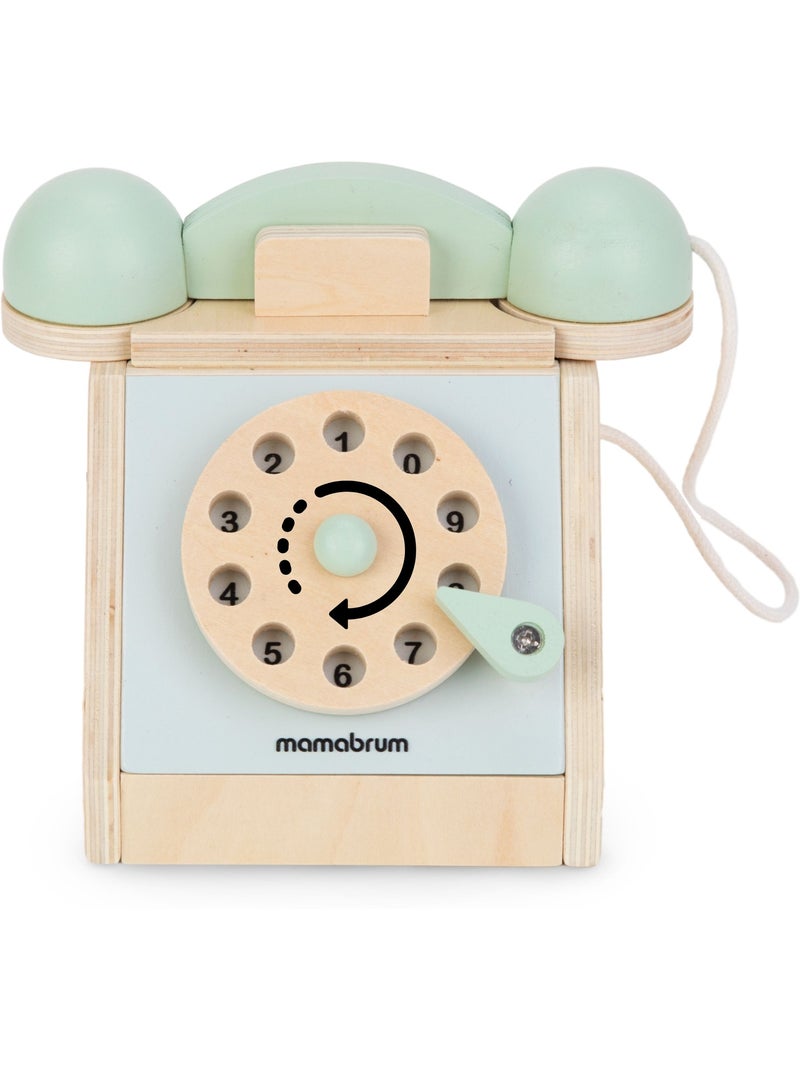 Houten telefoon vintage kind draaischijf rollenspel speelgoed mamabrum N.v.t. - Kiabi