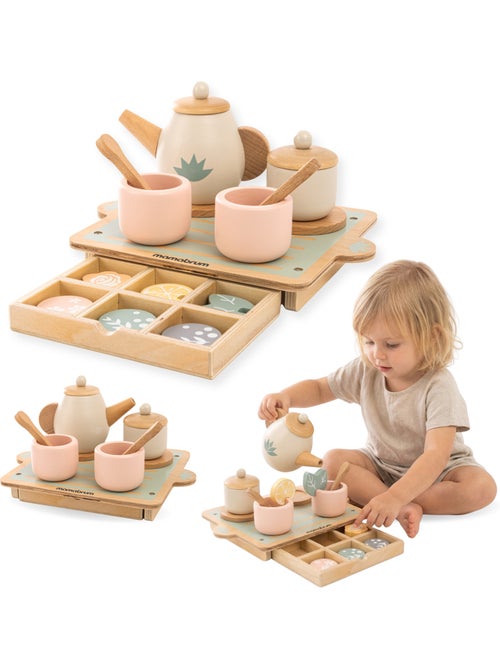 Houten theeservies kind 22x16cm dienblad lade 18 delig gebak mamabrum - Kiabi Houten theeservies kind 22x16cm dienblad lade 18 delig gebak mamabrum - Kiabi