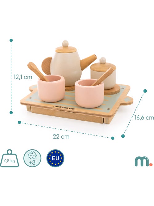 Houten theeservies kind 22x16cm dienblad lade 18 delig gebak mamabrum - Kiabi Houten theeservies kind 22x16cm dienblad lade 18 delig gebak mamabrum - Kiabi