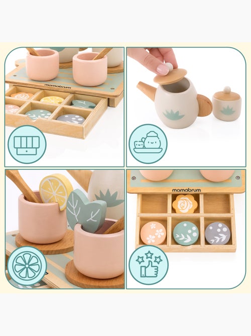 Houten theeservies kind 22x16cm dienblad lade 18 delig gebak mamabrum - Kiabi Houten theeservies kind 22x16cm dienblad lade 18 delig gebak mamabrum - Kiabi