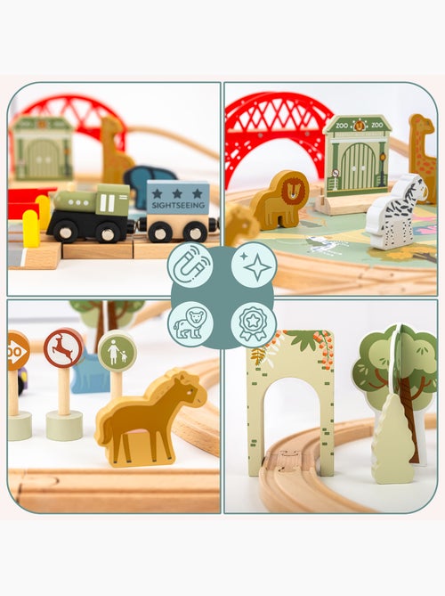 Houten treinbaan kind 106x55cm zoo safari puzzel spoor diertjes mamabrum - Kiabi Houten treinbaan kind 106x55cm zoo safari puzzel spoor diertjes mamabrum - Kiabi