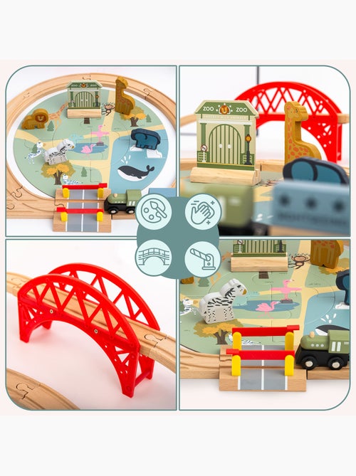 Houten treinbaan kind 106x55cm zoo safari puzzel spoor diertjes mamabrum - Kiabi Houten treinbaan kind 106x55cm zoo safari puzzel spoor diertjes mamabrum - Kiabi