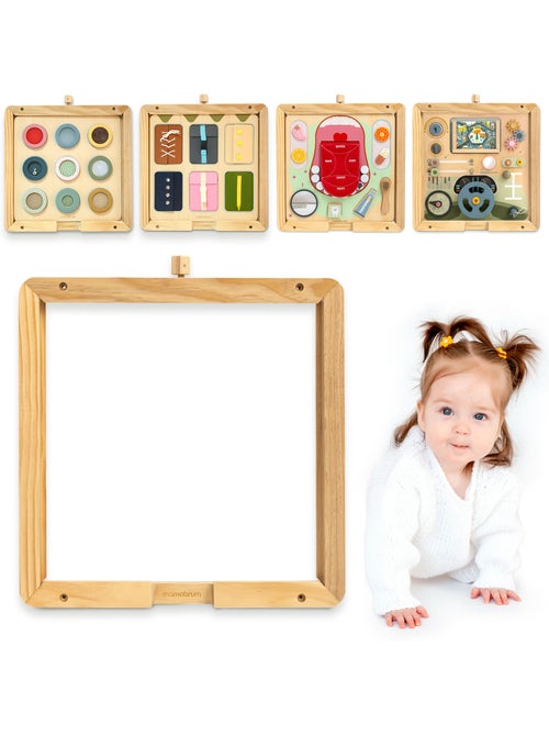 Houten wandframe educatief bord 52x55cm muurbevestiging mamabrum - Kiabi Houten wandframe educatief bord 52x55cm muurbevestiging mamabrum - Kiabi