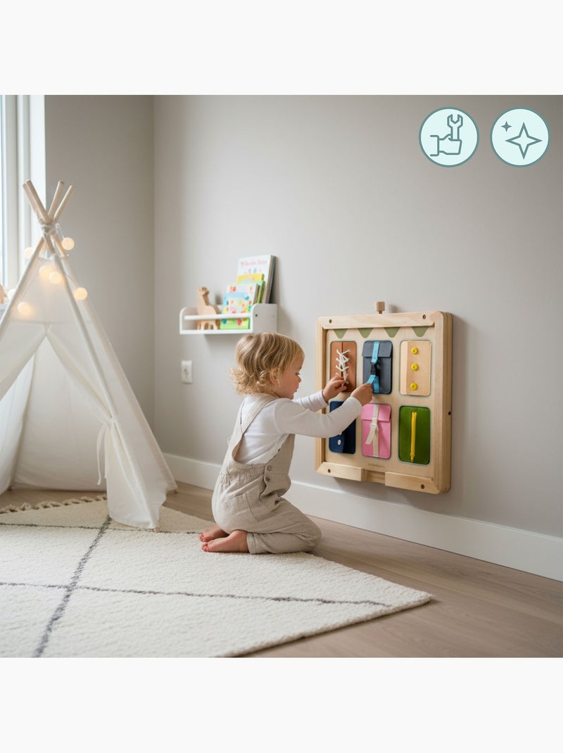 Houten wandframe educatief bord 52x55cm muurbevestiging mamabrum N.v.t. - Kiabi