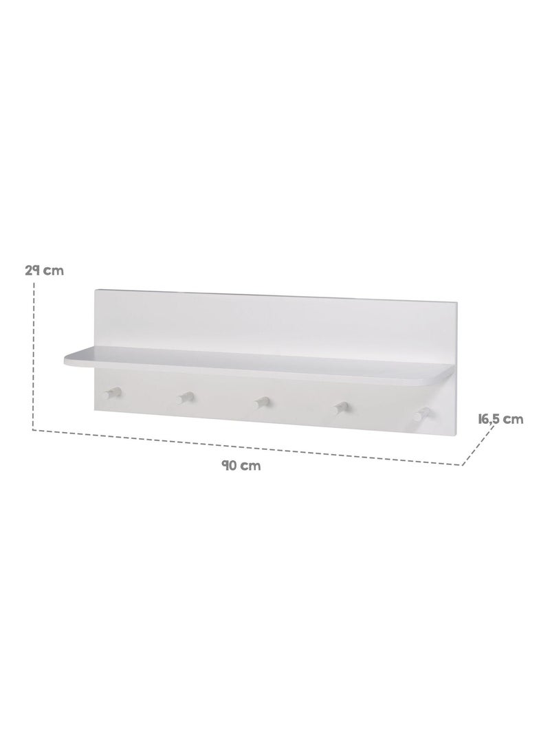 Houten wandrek met 5 haakjes voor de kinderkamer 'Roba maren 2' Lichtgrijs - Kiabi