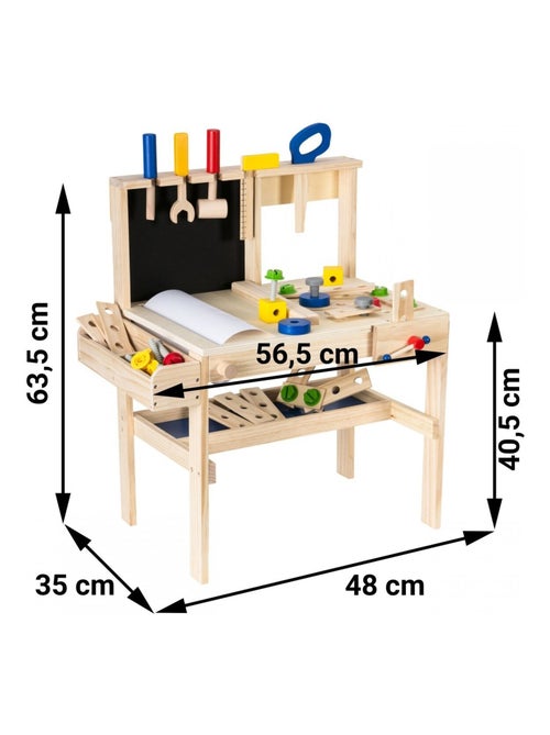 Houten werkbank "kleine ingenieur" – 75 accessoires en papierrol - Kiabi Houten werkbank "kleine ingenieur" – 75 accessoires en papierrol - Kiabi
