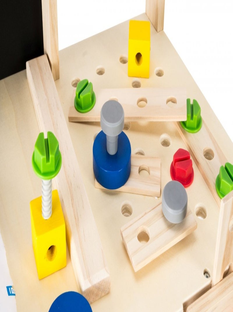 Houten werkbank "kleine ingenieur" – 75 accessoires en papierrol N.v.t. - Kiabi