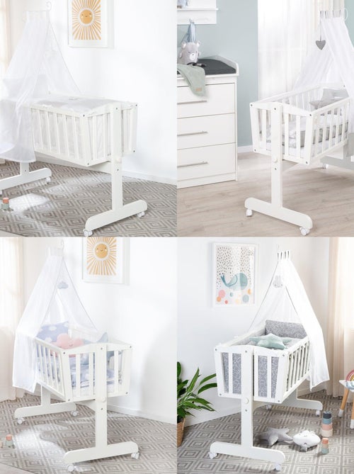 Houten wieg met wieltjes met rem en matras - ROBA - Kiabi