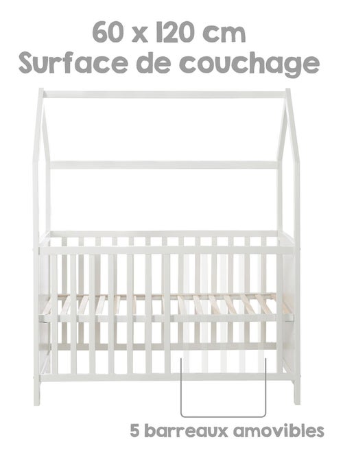 Hutbed 60 x 120 van fsc-hout, ombouwbaar tot bijzetbed en bankje roba - Kiabi
