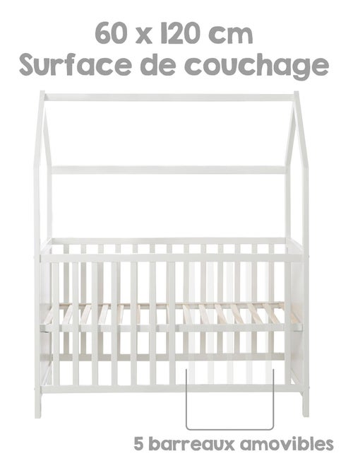 Hutbed 60 x 120 van fsc-hout, ombouwbaar tot bijzetbed en bankje roba - Kiabi