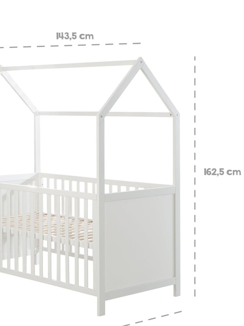 Hutbed 70 x 140, ombouwbaar tot juniorbed, FSC-hout - ROBA Wit - Kiabi