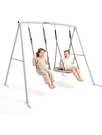 Hypermotion 2-in-1 dubbele tuinschommel met nestschommel en zitje
