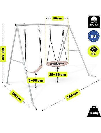 Hypermotion 2-in-1 dubbele tuinschommel met nestschommel en zitje