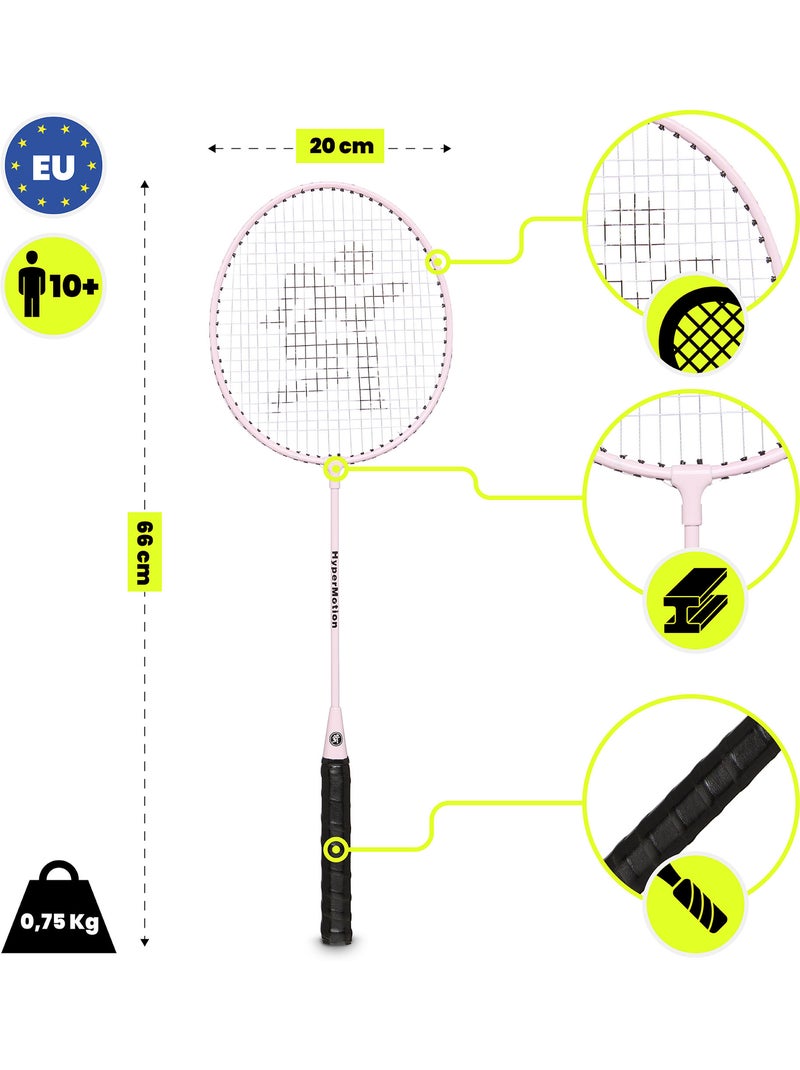 Hypermotion badmintonset – 2 rackets met draagtas – vanaf 10 jaar Roze - Kiabi