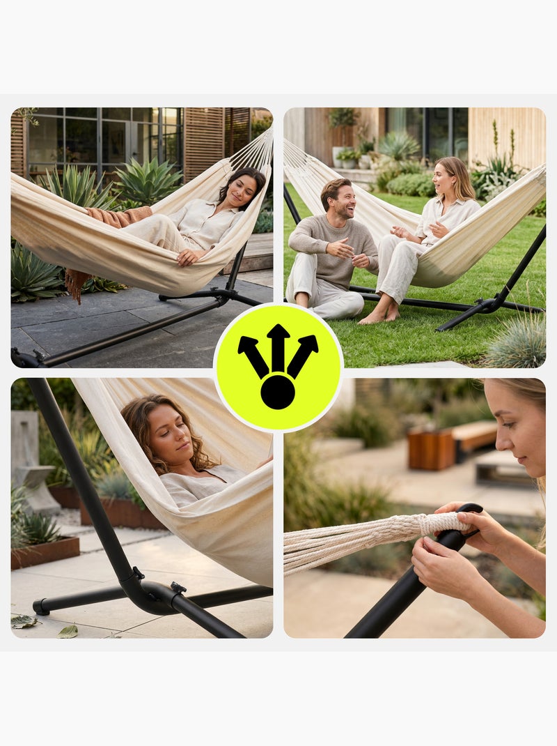 Hypermotion gartenhängematte mit metallgestell – 200 × 150 cm Zwart - Kiabi