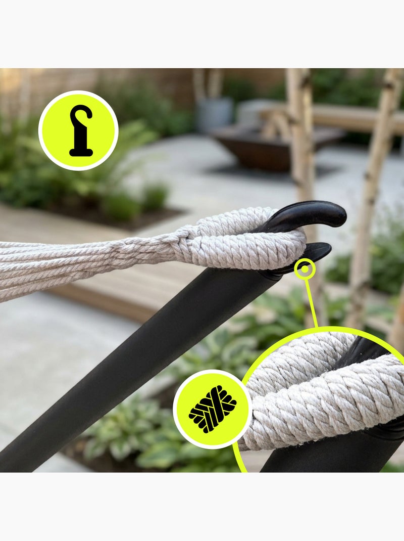 Hypermotion gartenhängematte mit metallgestell – 200 × 150 cm Zwart - Kiabi