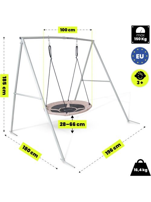 Hypermotion-nestschommel met frame, 100 cm, tot 150 kg - Kiabi Hypermotion-nestschommel met frame, 100 cm, tot 150 kg - Kiabi