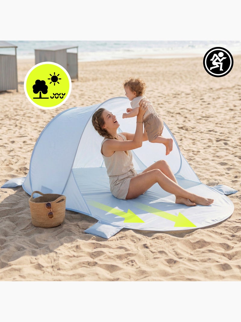 Hypermotion pop-up strandtent - snelle en lichte beschutting voor het hele gezin Blauw - Kiabi