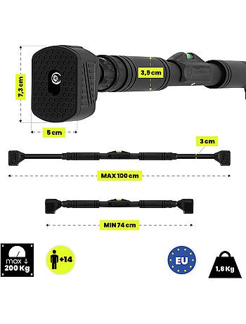 Hypermotion verstelbare optrekstang 74-100 cm – 200 kg – zwart
