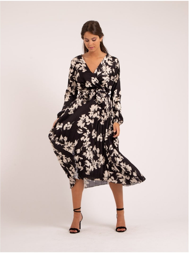 Ichelle maxi-jurk met patroon Zwart - Kiabi