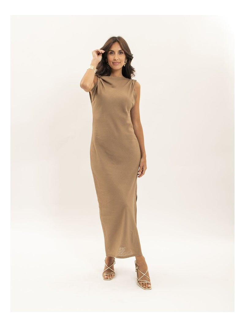 Idelia lange jurk Beige - Kiabi