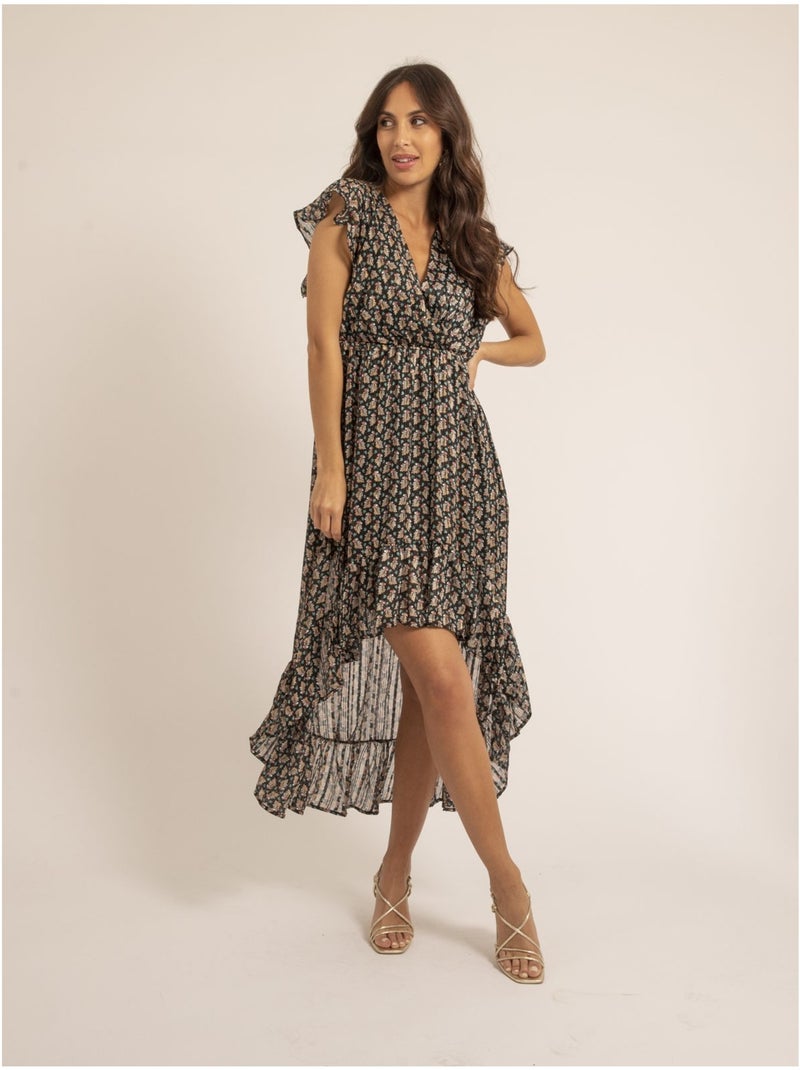 Igalie maxi-jurk met patroon Zwart - Kiabi
