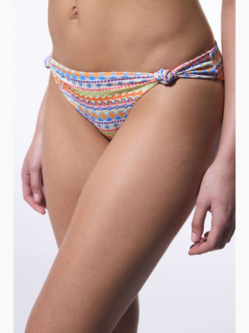 Ila omkeerbaar bikinibroekje met middelhoge taille penti Wit Oranje Blauw - Kiabi