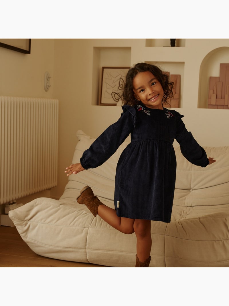 Ilana kinderjurk van corduroy Blauw - Kiabi