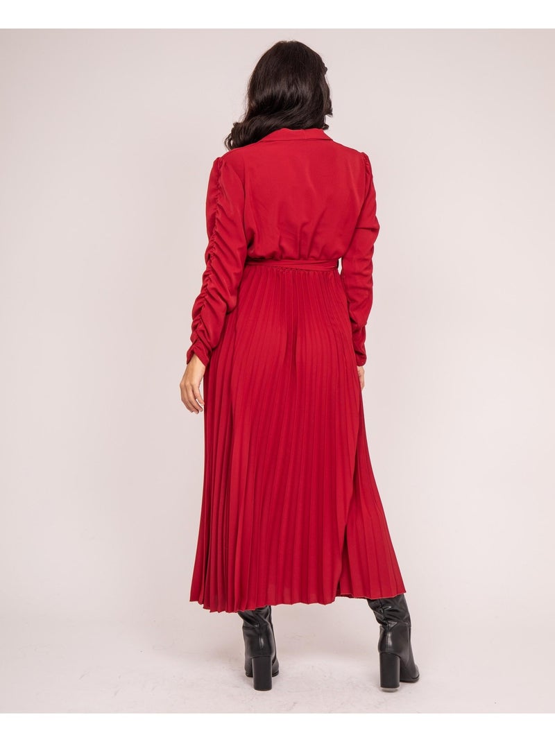 ILEM lange geplooide jurk Bordeaux - Kiabi