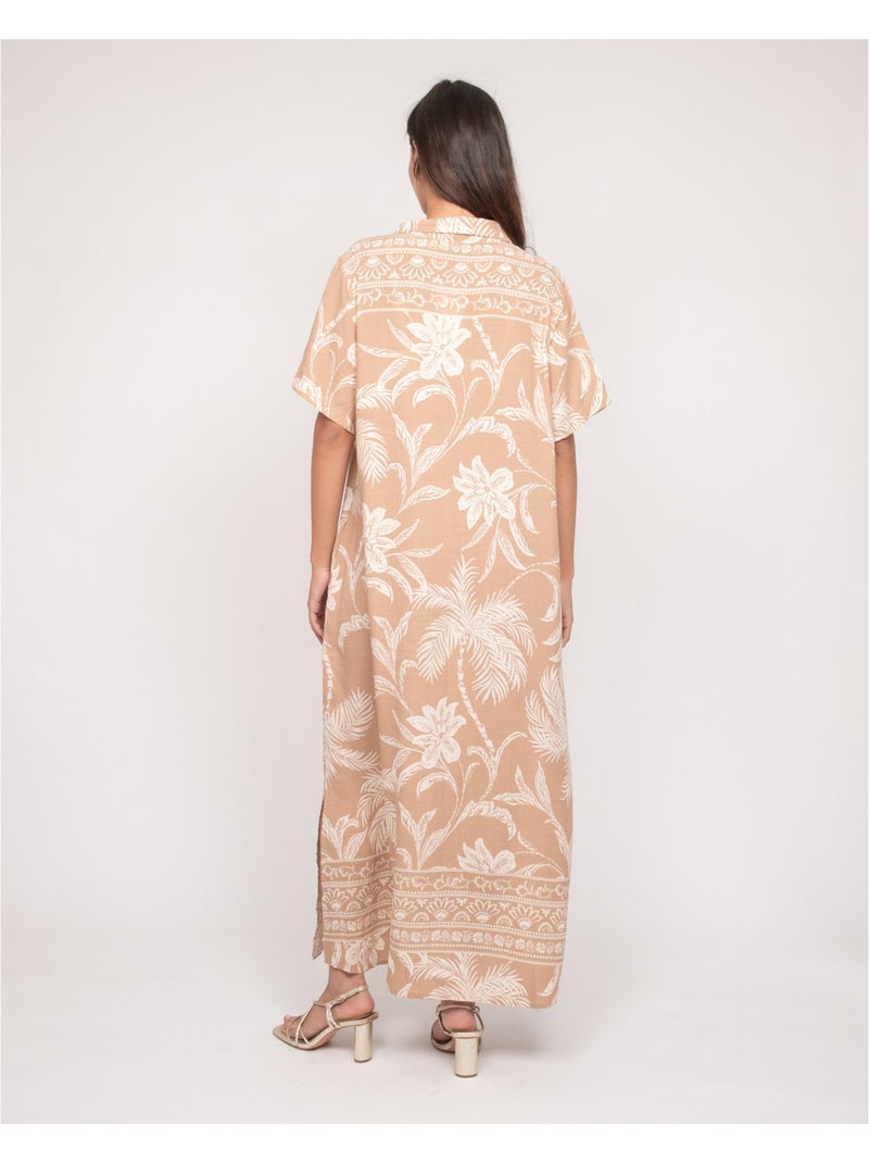 Iliago lange overhemdjurk met patroon Beige - Kiabi