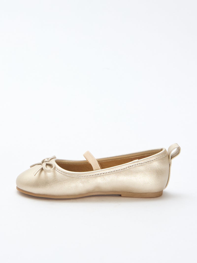 Imitatieleren ballerina's met bandje Geel - Kiabi