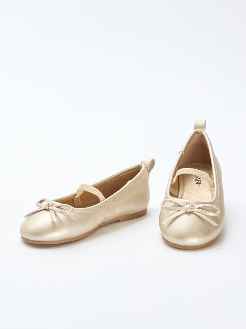Imitatieleren ballerina's met bandje Geel - Kiabi