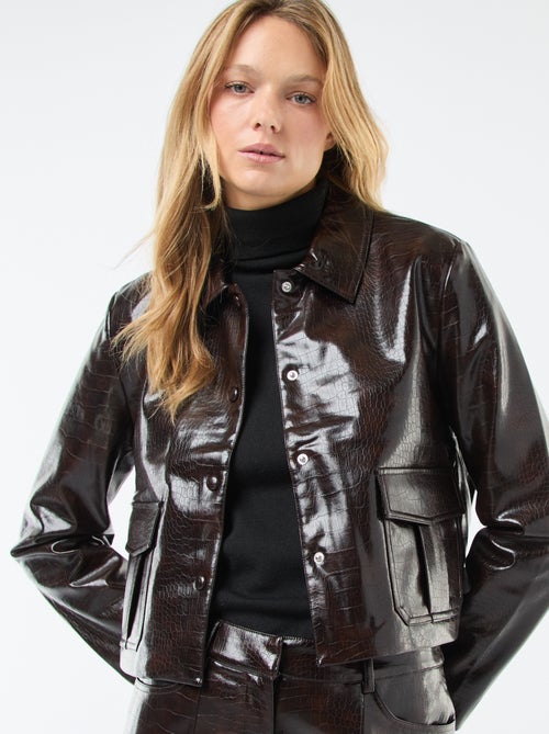 Imitatieleren jasje met slangenhuideffect - Kiabi