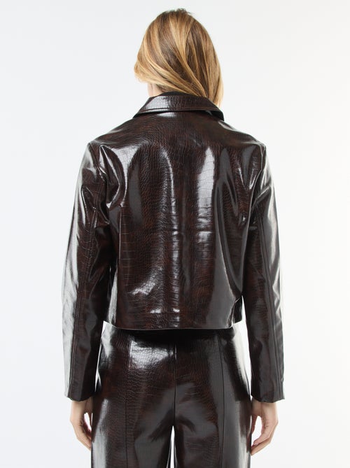 Imitatieleren jasje met slangenhuideffect - Kiabi