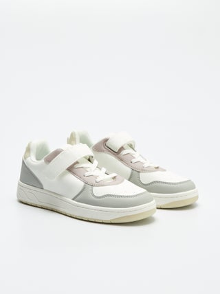 Imitatieleren lage sneakers met colorblock