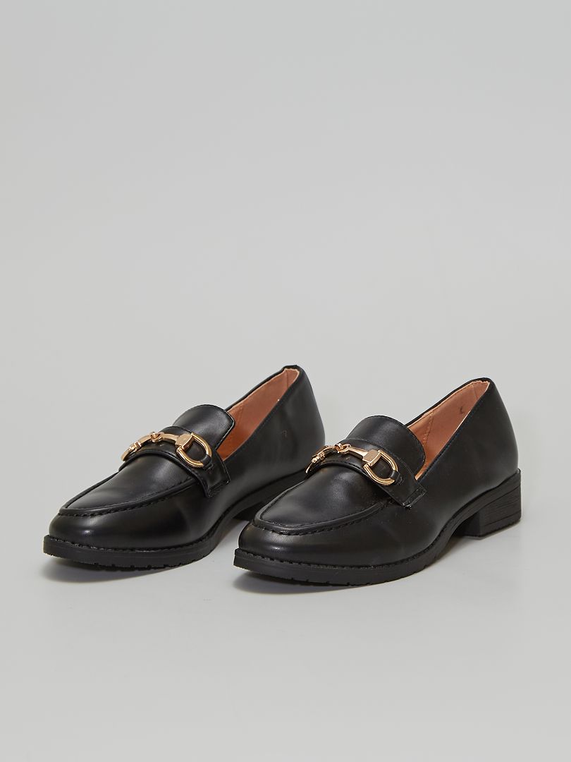 Imitatieleren loafers met sierspeld - zwart - Kiabi - 20.00€